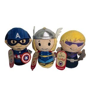 Marvel Hallmark Itty Bittys Plush Toys Set Of 3 Captain America Thor Hawkeye